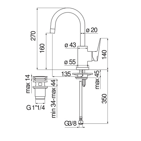 Смеситель Nobili Blues BS101338/2CR для раковины, хром
