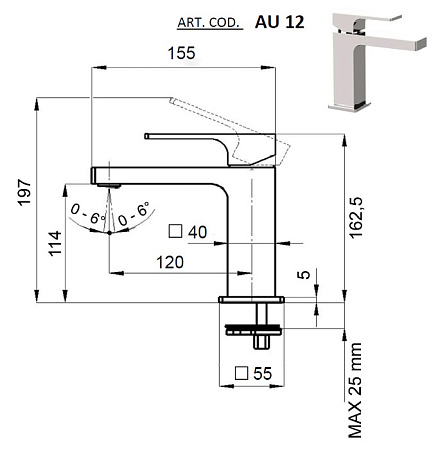 Смеситель Remer Absolute AU12 для раковины, хром