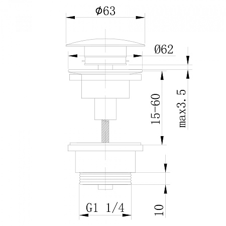 Донный клапан ABBER AF0011 без перелива, хром