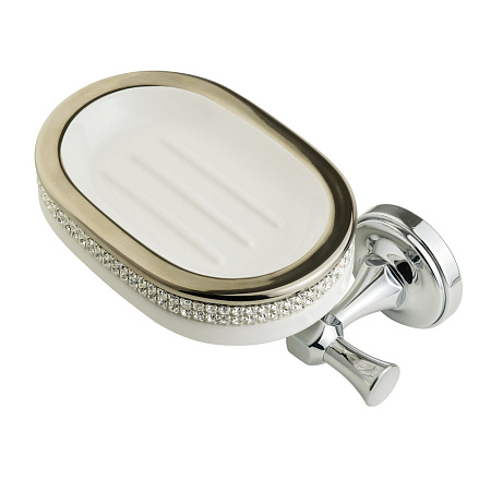 Мыльница Migliore Dubai 28483 белый, декор платина, swarovski