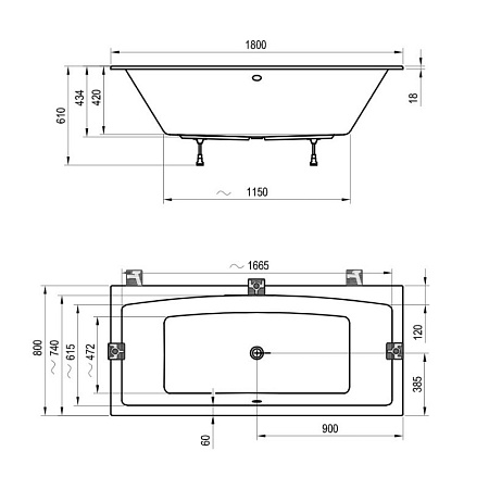 Ванна акриловая Ravak Formy C891300000 180x80