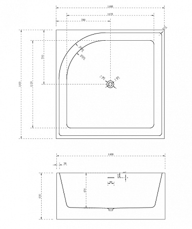 Акриловая ванна ABBER AB9337 140x140 белый