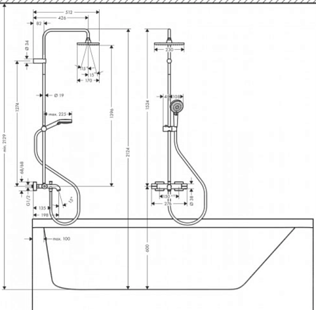 Душевая стойка Hansgrohe Vernis Shape 26284000 с термостатом, хром