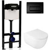 Комплект 4в1 инсталляции с WC и клавишей Valsir KIT VSBM 7334 Slim P1 белый/черный матовый Комплект 4в1 инсталляции с WC и клавишей Valsir KIT VSBM 7334 Slim P1 белый/черный матовый