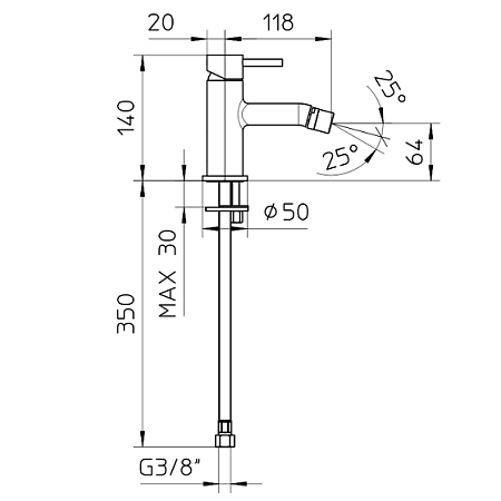 Смеситель Palazzani Digit 02411134 для биде, медь