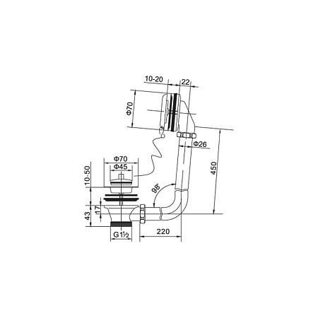 Слив-перелив BelBagno BB-OVF-02-BRN для ванны, бронза