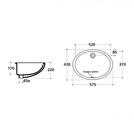 Раковина Galassia Denise 6002 57х43 белый