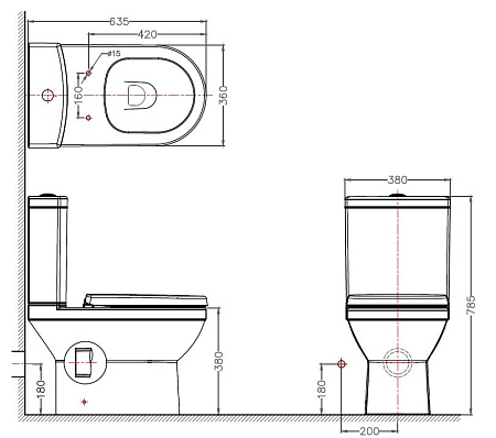 Чаша для унитаза-компакта Bravat New Moon CX01014UW-P-RUS с сидением