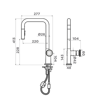 Смеситель Omoikiri Arita-SB-GB для кухонной мойки, графит
