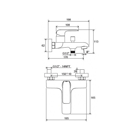 Смеситель Ravak Flat FL 022.00 X070119 для ванны хром