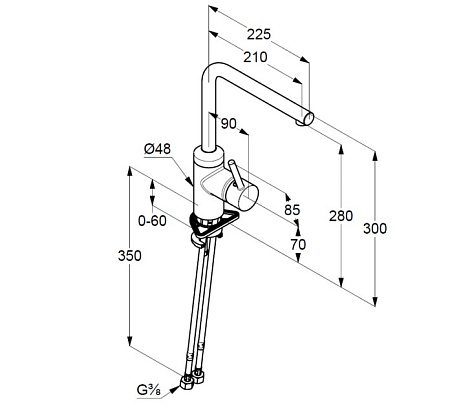 Смеситель Kludi L-Ine 428143977 для кухонной мойки, черный матовый