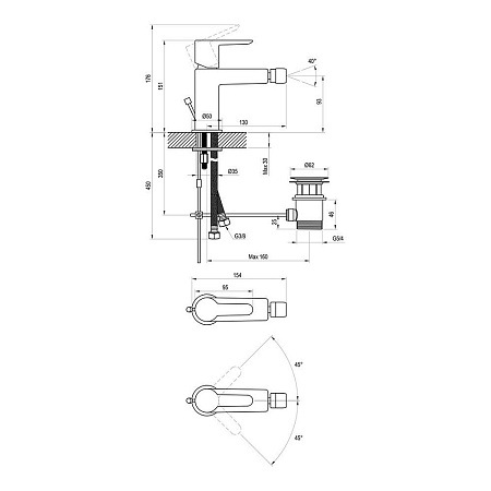 Смеситель Ravak Puri PU 055.00 X070144 для биде хром