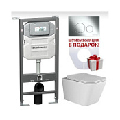Комплект Ceramica Nova Metric CN3007_1001CH_1000 подвесной унитаз + инсталляция + кнопка Комплект Ceramica Nova Metric CN3007_1001CH_1000 подвесной унитаз + инсталляция + кнопка